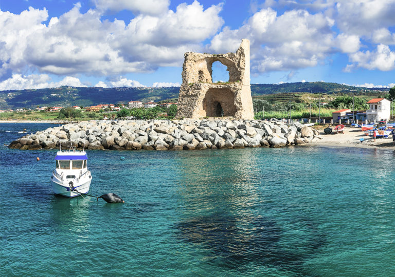 Traditional fishing village Briatico in Calabria with turquoise